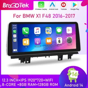 Android 14 Autoradio 12.3"  8-Kern 128GB Carplay GPS Navi Für BMW  X1 F48 NBT - Picture 1 of 16