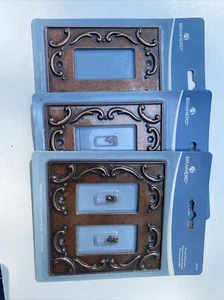 64260 Brainerd French Lace 2-Gang Sponged Copper Double Decorator Lot of3 - Picture 1 of 2