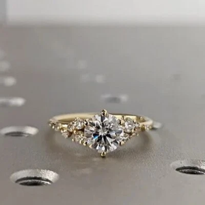 2.00 Ct Round Cut Lab Created Diamond Engagement Ring 14K Yellow Gold Over - Image 1 of 4