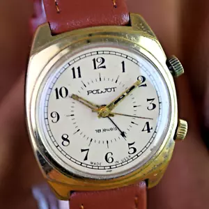 Soviet  POLJOT Wristwatch ALARM SIGNAL Mechanical Vintage Men's Watch Serviced - Picture 1 of 12