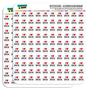 I Love Heart Dick 0.5" Scrapbooking Crafting Stickers - Picture 1 of 1