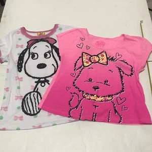 Peanuts T-shirt Girls Size L And Pink Top Short Sleeves Set 3331 - Picture 1 of 12