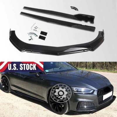 Gloss Lower Front Bumper Lip Spoiler & Side Skirt Splitter For AUDI A3 A4 A5 A6 Foto 1 de 4