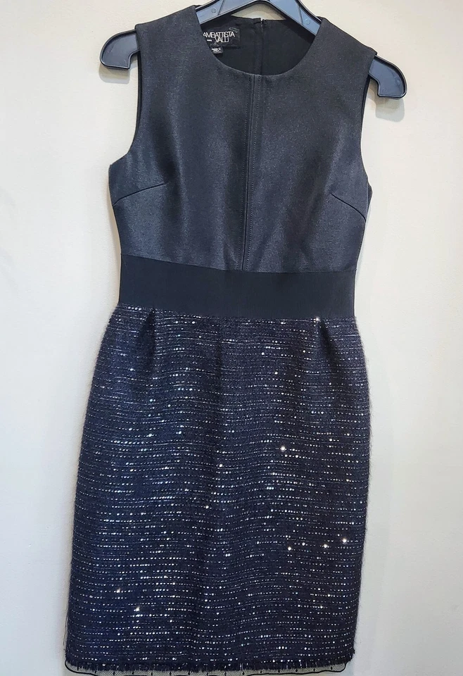 Giambattista Valli Dress Black Sleeveless Wool And Mohair Sequined Size 4. - Image 1 of 4