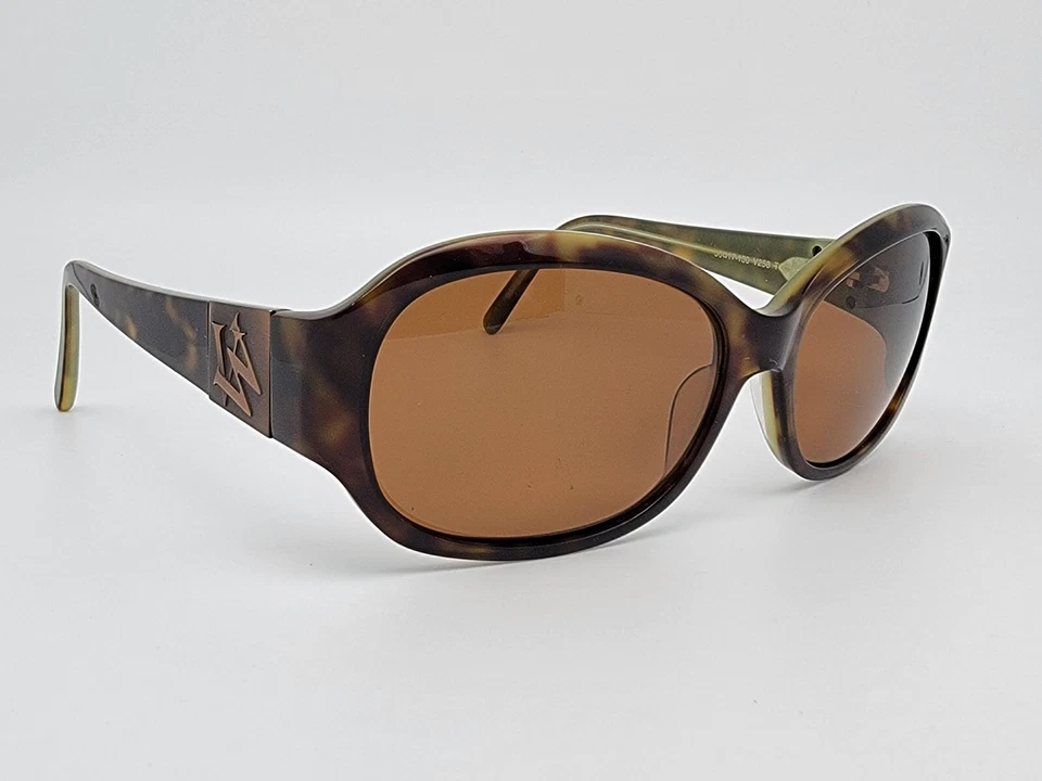 Gafas de sol Vera Wang V258 bronce tortuga sobre cristal verde marco solo 56-17-130 Foto 1 de 4