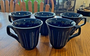 SET of 5 Casa Cristina TALAVERA BLUE Coffee MUGS Cups Ribbed Cobalt Navy - Picture 1 of 8