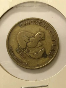 VINTAGE SEX TOKEN: COMIC COIN #4 CHICKEN'S GET LAID 1” - Picture 1 of 10