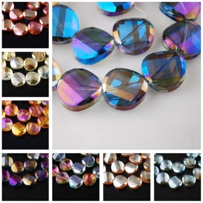 10pcs 12/14/18mm Twist Coin Faceted Crystal Glass Loose Beads for Jewelry Making - Image 1 of 4