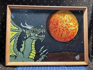 Original gerahmtes Drachengemälde "Mondgucker" von Terry Rosler 10x14 Tafel - Bild 1 von 10