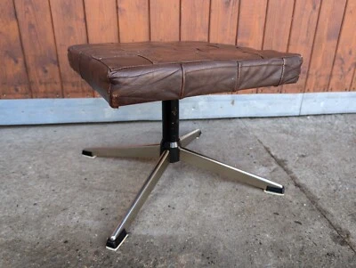 Hocker Leder Vintage 70er Fußhocker Retro Ottomane Danish Pouf Westnofa Ära L6 - Bild 1 von 4