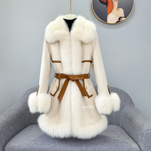 OFF WHITE Lussuoso cappotto pelliccia di volpe erba donna medio lungo invernale nuovo piumino pelle