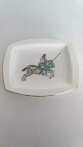 Minton Bone China Joust Knight Rectangular Pin Tray Gold Trimmed Dated 1961 - Picture 1 of 4