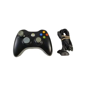 Genuine Official Microsoft Xbox 360 Controller Black With Wired USB Cable - Picture 1 of 12