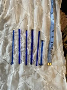 Retro Cobalt Blue Glass Drink Swizzle Stirrers - Picture 1 of 2