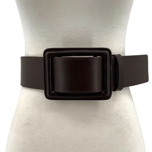 Women Wide Fashion Big rectangular Buckle Soft Full Grain Leather Waistband Belt - Picture 1 of 17