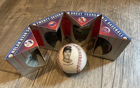 1993 Shadowbox Nolan Ryan Collectable With Chevron Collectible Nolan Ryan Ball Cover