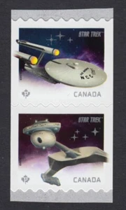 U.S.S. ENTERPRISE = KLINGON D7 = STAR TREK = Se-tenant pair fr coil Canada 2016 - Foto 1 di 1