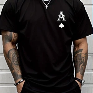 Men's Creative Printed Top, Casual Short Sleeved Round Neck T-shirt, Summer Outd - Picture 1 of 5