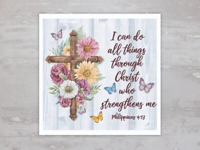 Painel de tecido Faith Bible Verse colcha quadrada artesanato costura colcha bloco A46 - Imagem 1 de 4