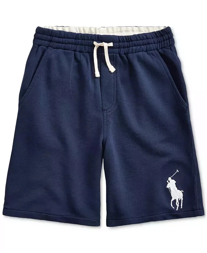 New Ralph Lauren Navy Big Boys Big Pony French Terry Shorts L 14-16 NAVY MAR25D - Image 1 of 1