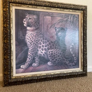 Leopards Framed Art 32. 3/8” Wide X 29. 3/8 Tall - Picture 1 of 3