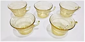 Federal Depression Glass - Patrician Spoke- Amber/Yellow - SET OF 5 TEACUPS - Picture 1 of 11