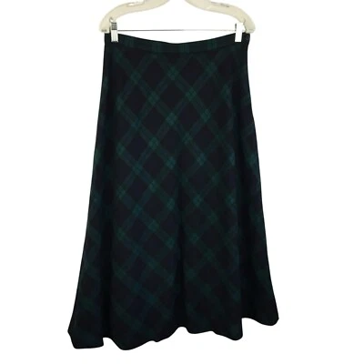 De Colección 14 Talbots Falda 30" Cintura Talla M Lana Negro Reloj Cuadros Academia Preppy Foto 1 de 4