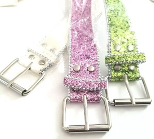 Lot of 3 Girls Glitter Belts Green, White Pink Size M L XL - Picture 1 of 9