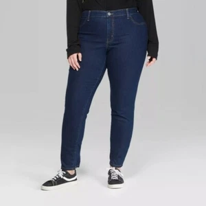 Women's Plus Size High-Rise Skinny Jeans - Wild Fable Blue Marker - Picture 1 of 3