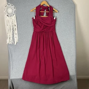 Veronika Maine Silk Dress 10 Maroon Halter A-Line Cocktail Formal *fault* - Picture 1 of 12