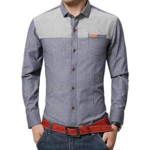 Camisas informales para hombre de lujo mangas largas moda calce ajustado elegantes camisas de vestir top - Imagen 1 de 14