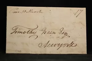Rhode Island: Providence 1795 Stampless Cover, Ms & 17c Rate to NYC - Picture 1 of 4