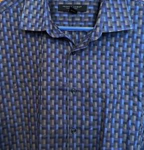 Pronto Uomo Camicia Bottoni Uomo XLT XL Alta Manica Lunga Geometrica Casual Cotone - Foto 1 di 5