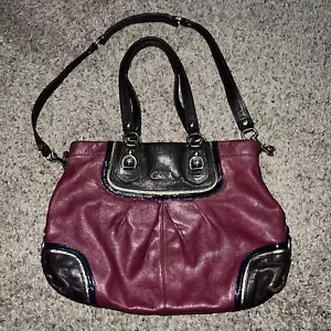 Bolso de Mano Coach Magenta Rojo Choco Marrón Dorado Cuero Ashley #17096 - Imagen 1 de 15