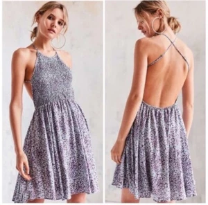 Kimchi Blue Purple and Blue Verlina Smocked Bodice Open Back Dress Size Large C6 - Picture 1 of 8