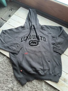 XXL Mens Vintage 90's GRAY Ecko Unlimited Classic Rhino Hoodie Sweatshirt - Picture 1 of 8