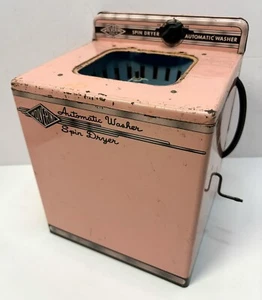 Vintage Wolverine Toy Co 60s Tin Litho Pink Automatic Washer Spin Dry *For Parts - Picture 1 of 12