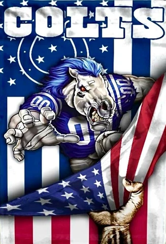 (2) Indianapolis Colts US Flag Mascot 5x3.5 Waterproof Vinyl Stickers Car Decal Cover