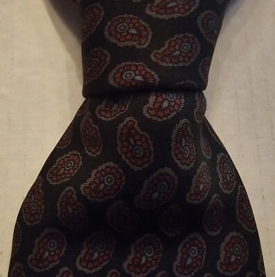 Ralph Lauren Purple Label Necktie Black Maroon Green Blue Paisley 100% Silk - Image 1 of 4