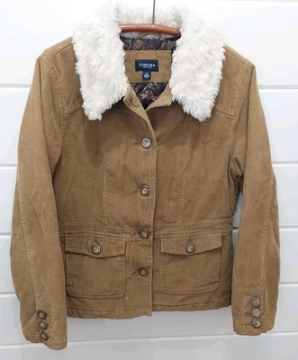   Вельветовый коричневый пальто женщин Sz. M искусственного меха воротник (Sonoma) Y2K  - Изображение 1 из 4