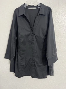 Camicia donna Riders By Lee manica 3/4 con bottoni 2XL nera elasticizzata nuova #392 - Foto 1 di 7