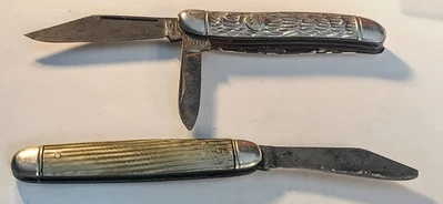 2 Винтажный Imperial США серебристого тона 2 лезвия и зеленый карманный нож, ножи - Изображение 1 из 4