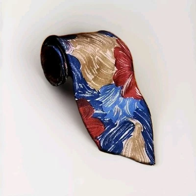 Corbata de cuello Jsaco 100 % seda para hombre 61" azul, rojo marrón floral hecha en Italia diseñador Foto 1 de 4