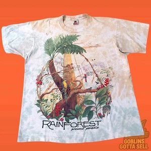 Vintage 1991 Preserve the Rainforest Liquid Blue Tee Shirt Size XL - Bild 1 von 6