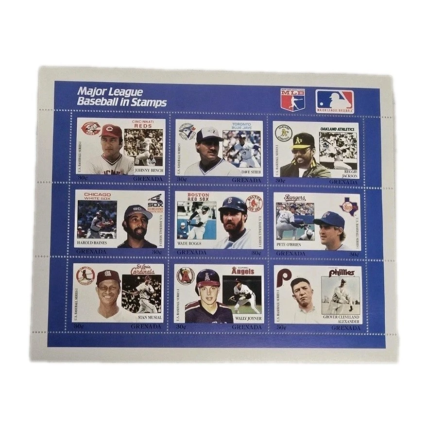 GRENADA MAJOR LEAGUE BASEBALL PLAYERS STAMPS SHEET 1988 MNH SPORTS JOHNNY BENCH - Image 1 of 1