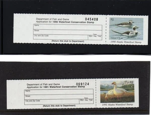 ALASKA  HUNTER STYLE   2-PAK     WATERFOWL DUCK STAMPs 19   90 & 1991   OG   MNH - Picture 1 of 1