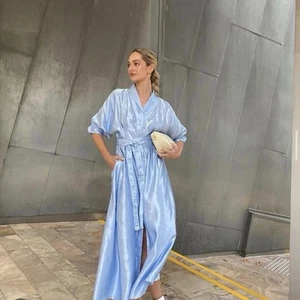 Aje Dress Size AU 14 / US 10 Cosmos Hudson Midi Sky Blue Belted Buttoned - Picture 1 of 9