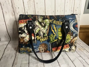 Universal Monsters Shimmer Red Handmade Barrel Bag Purse Dracula, Wolfman, Mummy - Picture 1 of 13