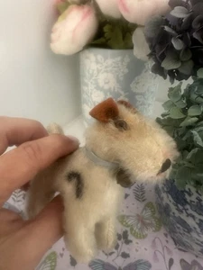 *ANTIQUE* 1950s STEIFF Germany 3.5" Mohair Foxy the Wire Fox Terrier Dog Bell - Picture 1 of 9