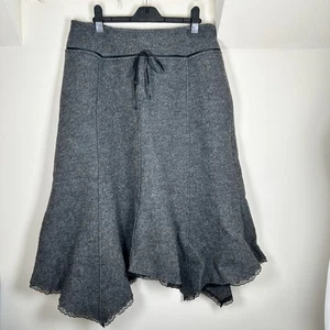 Verse Grey 100% Wool Asymetric Lace Hem Midi Skirt Handkerchief Hem W 30 x L30 - Picture 1 of 8